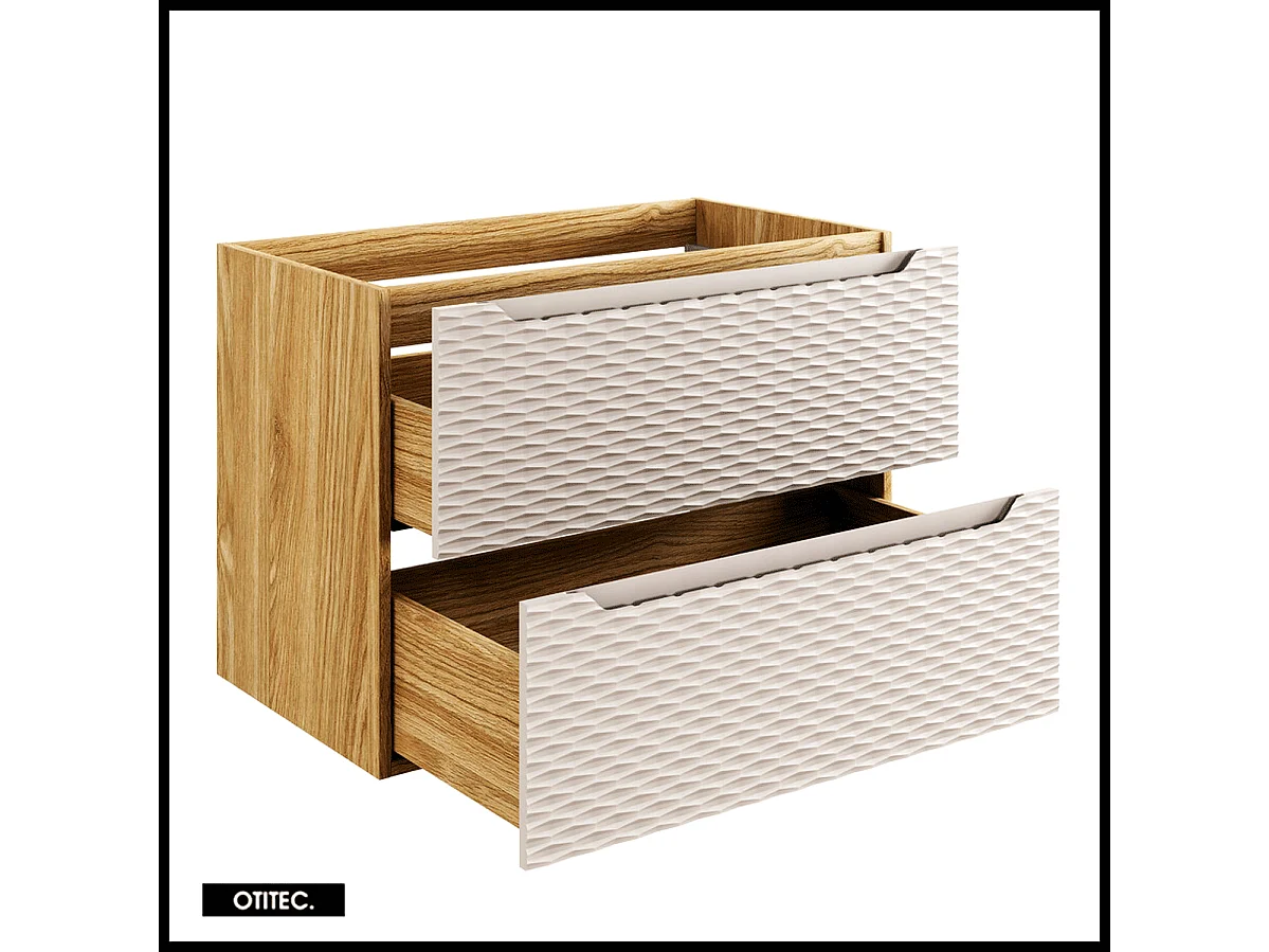 Meuble sous vasque de 80 cm - Beige - 2 tiroirs - SEA