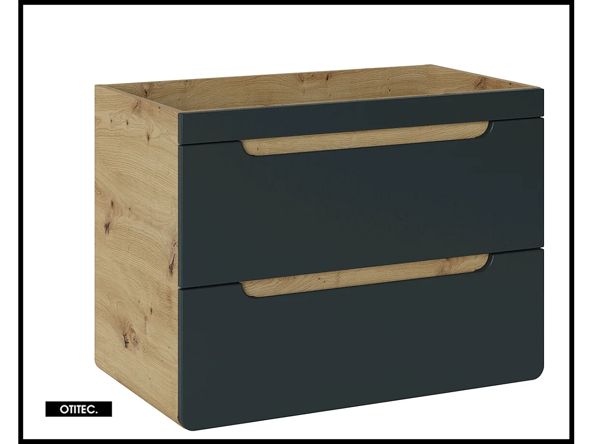 Meuble sous vasque de 80 cm - Gris - 2 tiroirs - PASTI