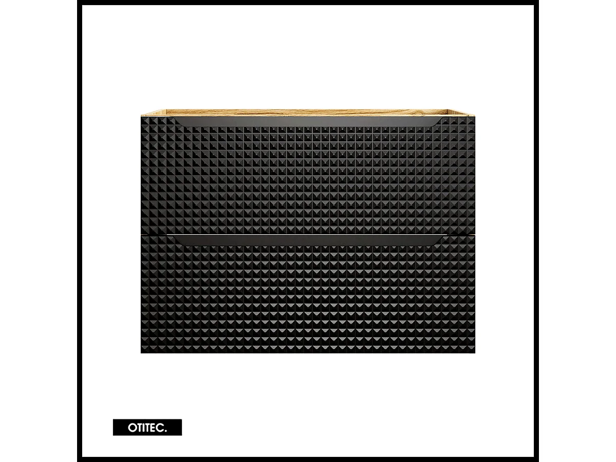 Meuble sous vasque de 80 cm - Noir - 2 tiroirs - SETTA