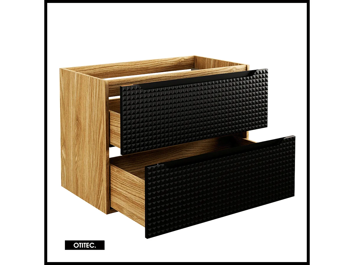 Meuble sous vasque de 80 cm - Noir - 2 tiroirs - SETTA