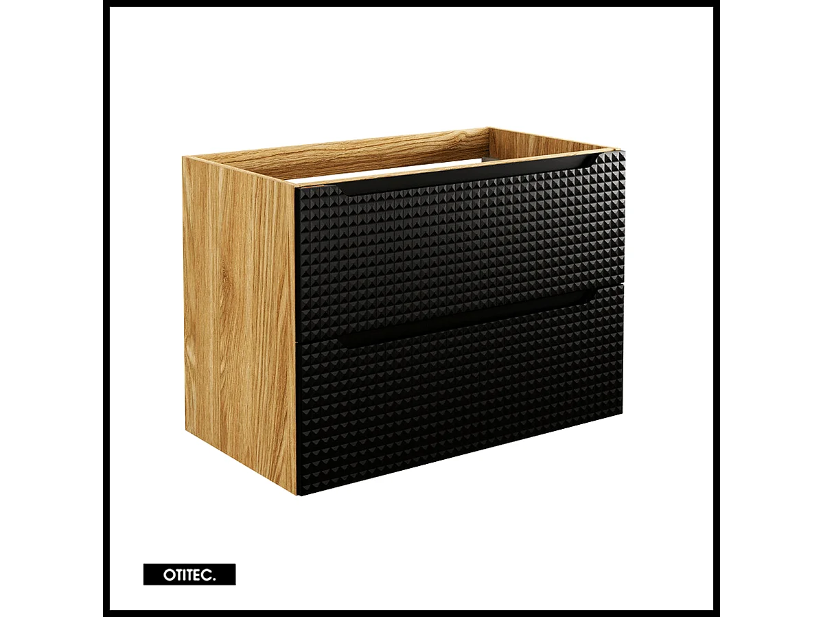 Meuble sous vasque de 80 cm - Noir - 2 tiroirs - SETTA