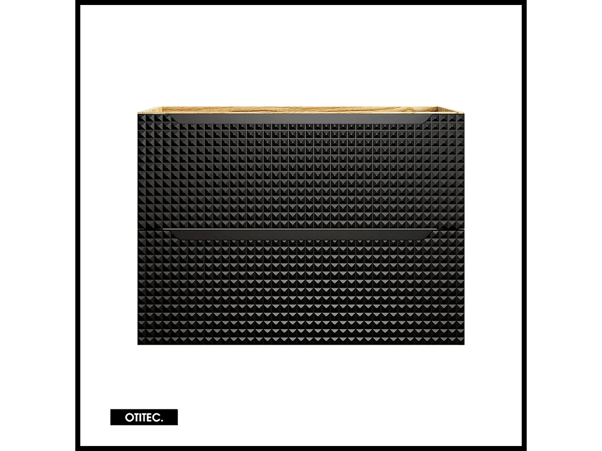 Meuble sous vasque de 80 cm - Noir - 2 tiroirs - SETTA