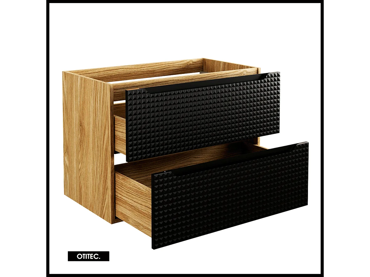 Meuble sous vasque de 80 cm - Noir - 2 tiroirs - SETTA