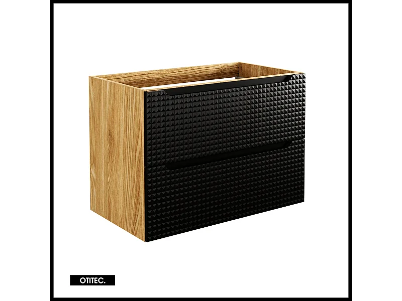 Meuble sous vasque de 80 cm - Noir - 2 tiroirs - SETTA