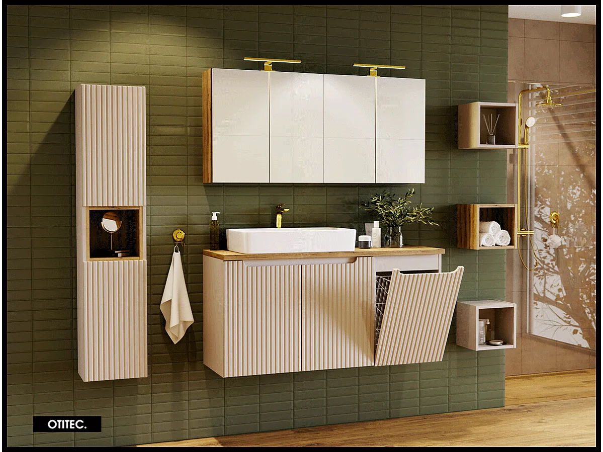 Meuble sous vasque de 40 cm - Cachemire Mat - avec panier - 1 porte - VOLTA