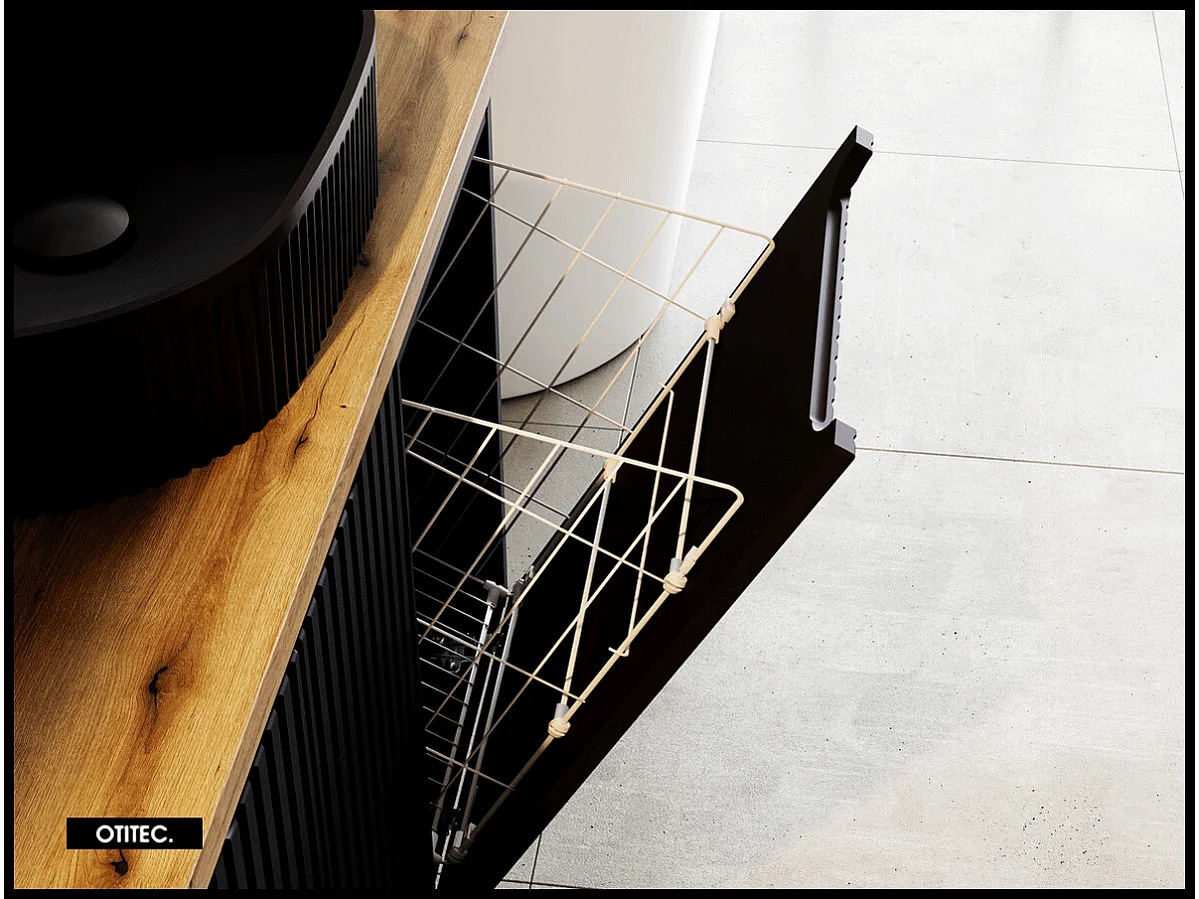 Meuble sous vasque de 40 cm - Noir - avec panier - 1 porte - VOLTA