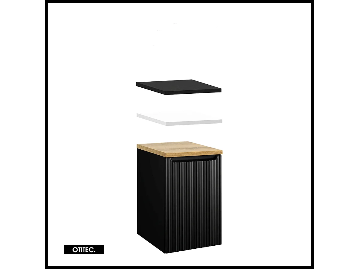 Meuble sous vasque de 40 cm - Noir - avec panier - 1 porte - VOLTA