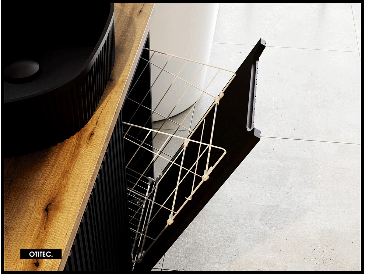 Meuble sous vasque de 40 cm - Noir - avec panier - 1 porte - VOLTA