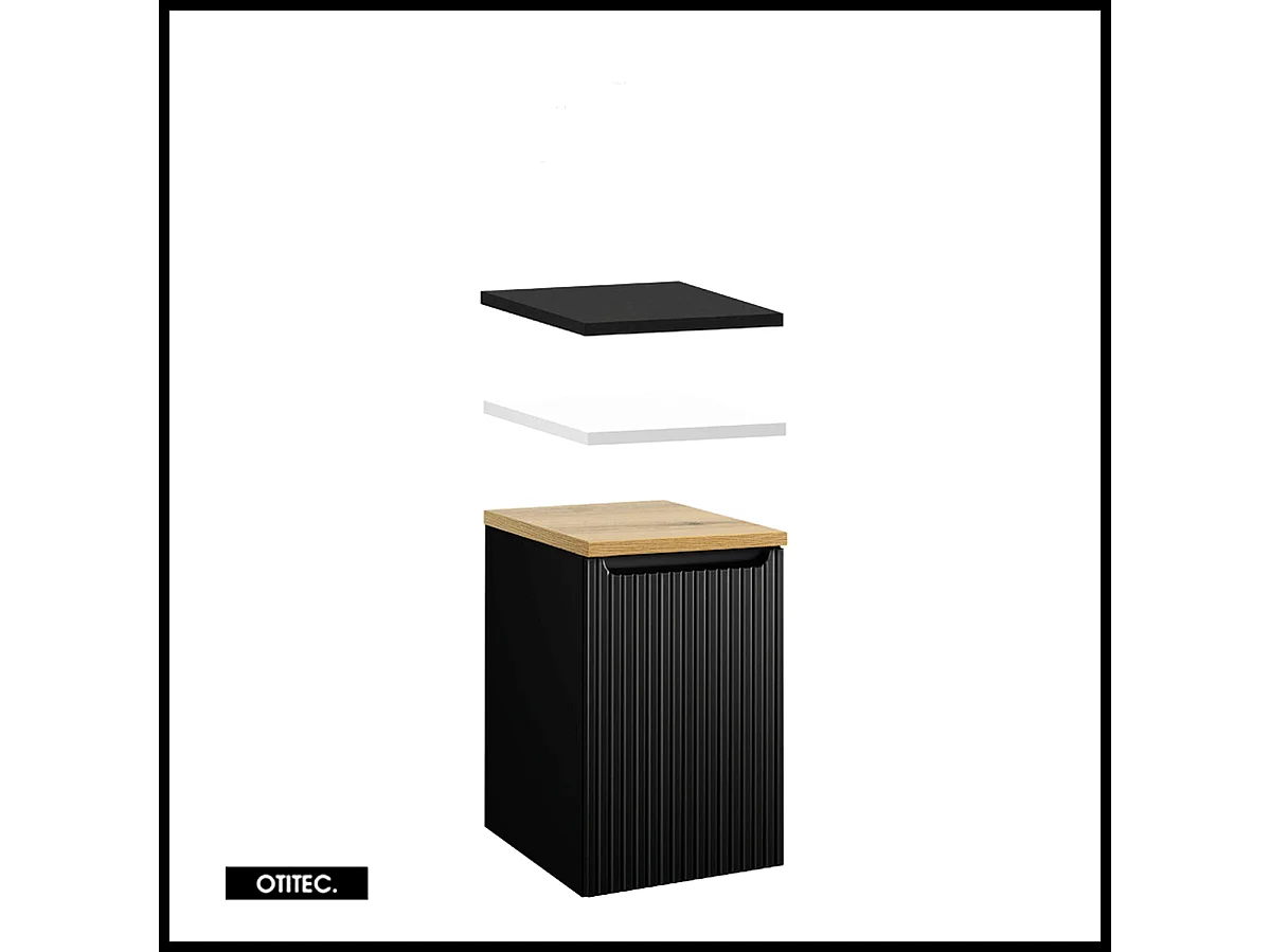 Meuble sous vasque de 40 cm - Noir - avec panier - 1 porte - VOLTA