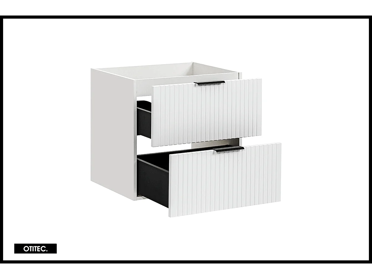 Meuble sous vasque de 60 cm - Blanc - 2 tiroirs - LIVA