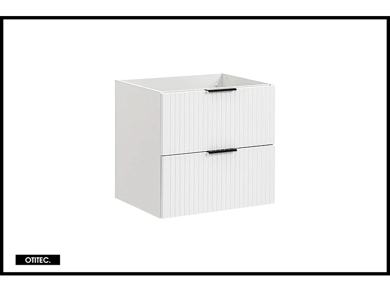 Meuble sous vasque de 60 cm - Blanc - 2 tiroirs - LIVA