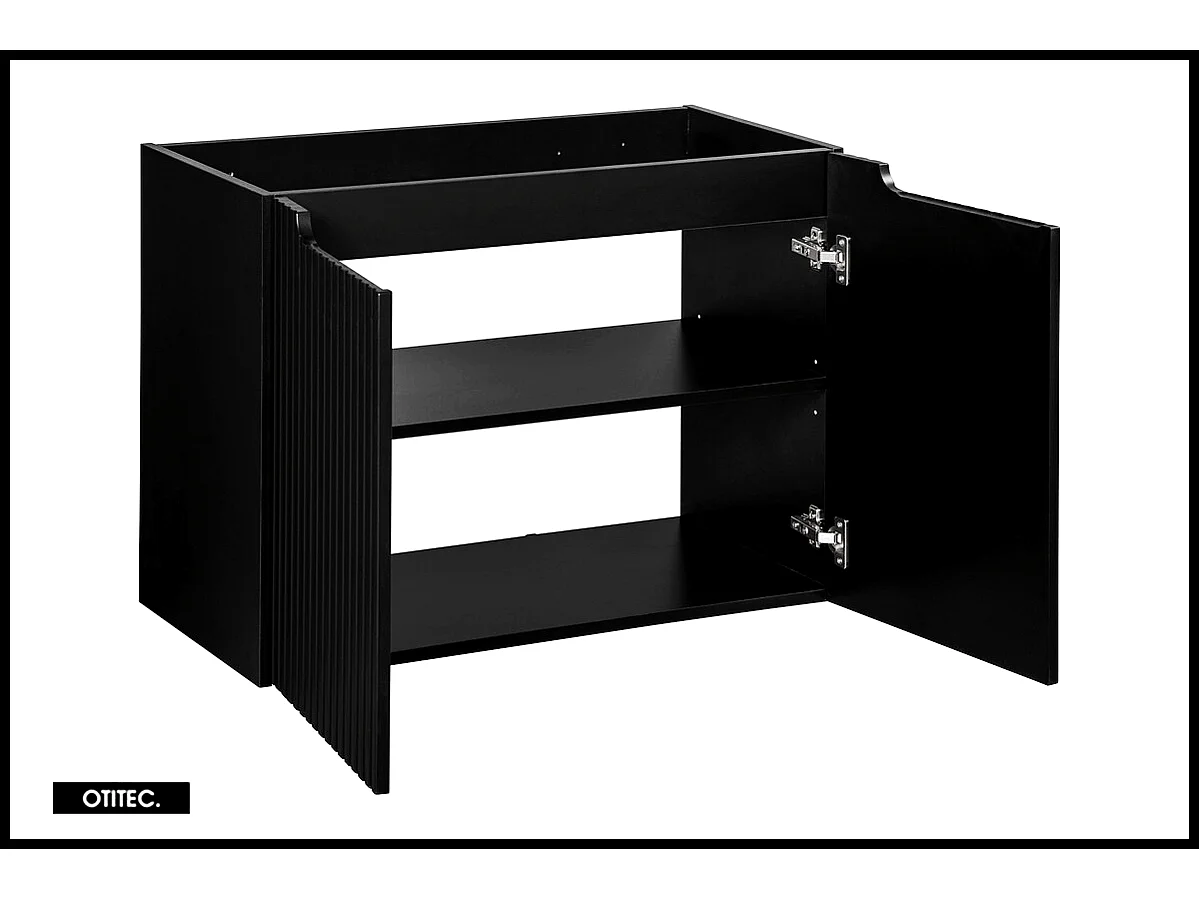 Meuble sous vasque de 80 cm - Noir - 2 portes - VOLTA
