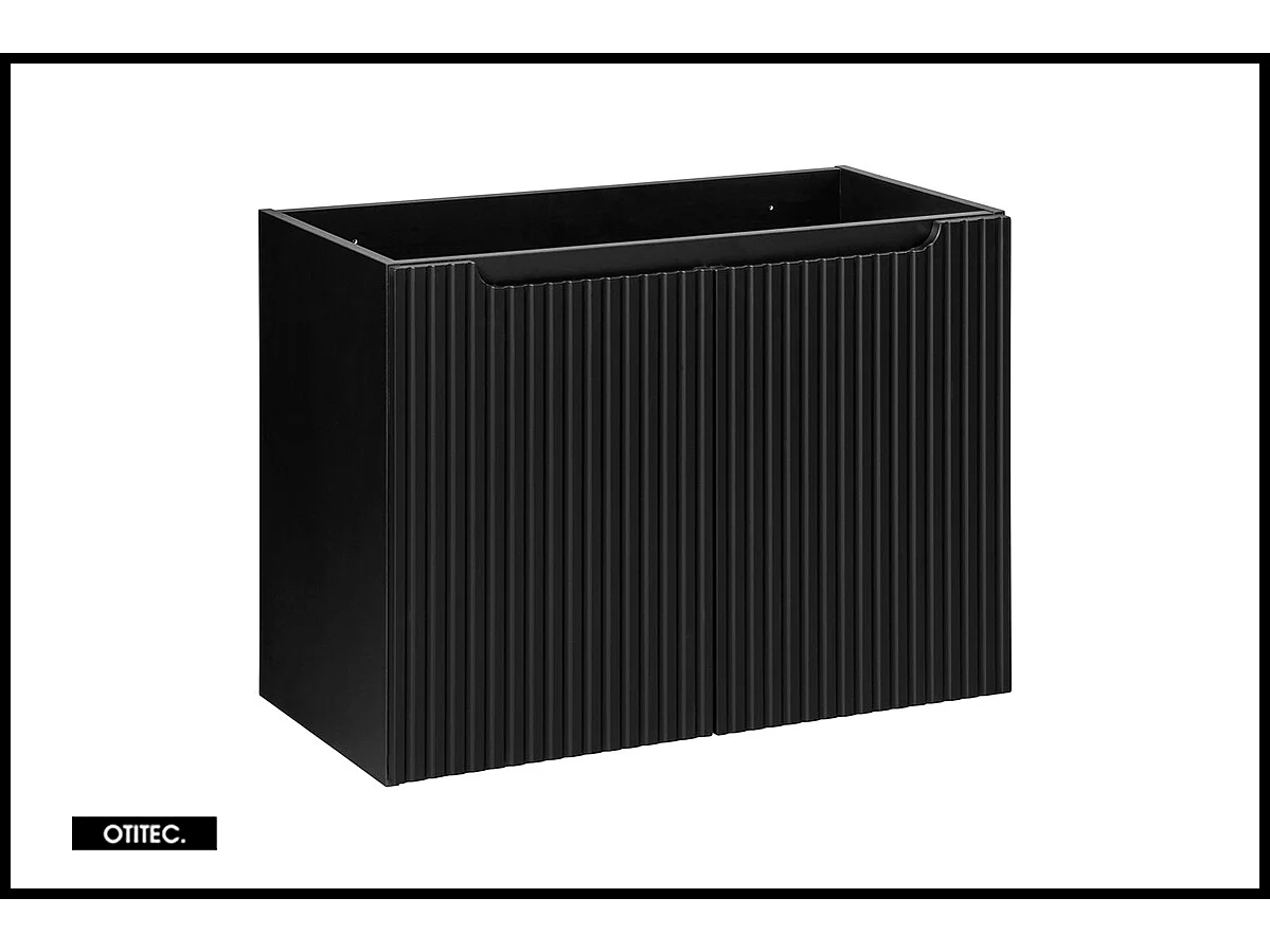 Meuble sous vasque de 80 cm - Noir - 2 portes - VOLTA