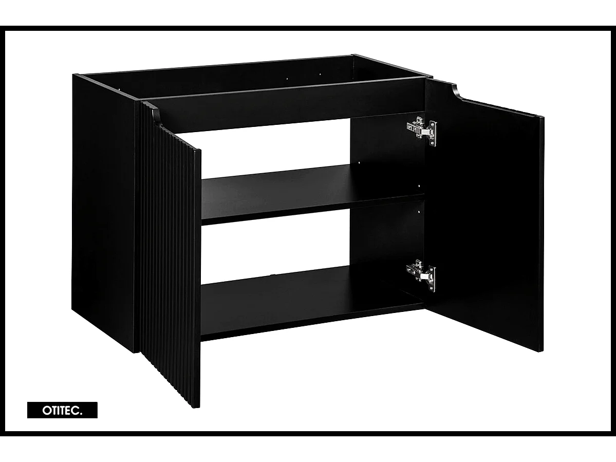 Meuble sous vasque de 80 cm - Noir - 2 portes - VOLTA
