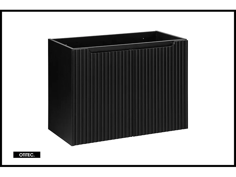Meuble sous vasque de 80 cm - Noir - 2 portes - VOLTA