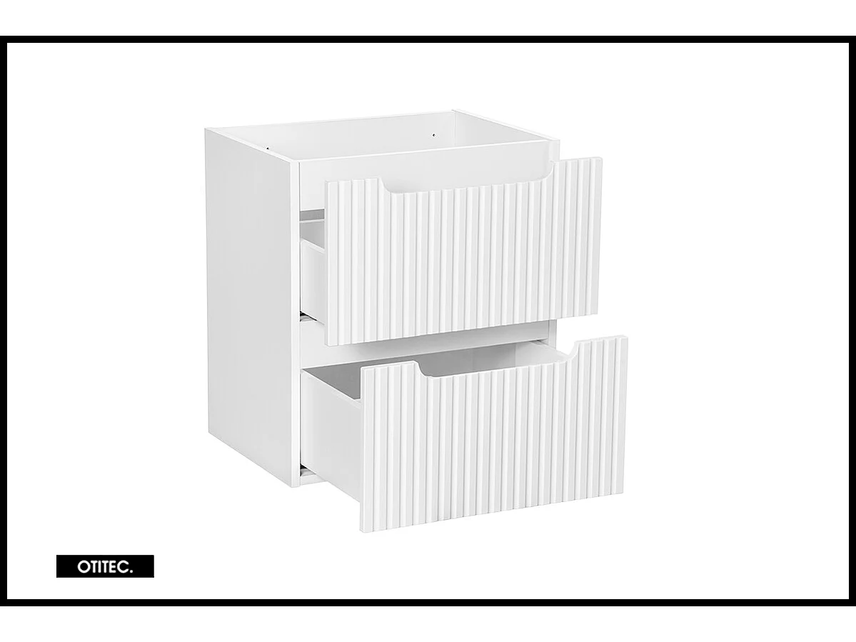 Meuble sous vasque de 50 cm - Blanc - 2 tiroirs - VOLTA