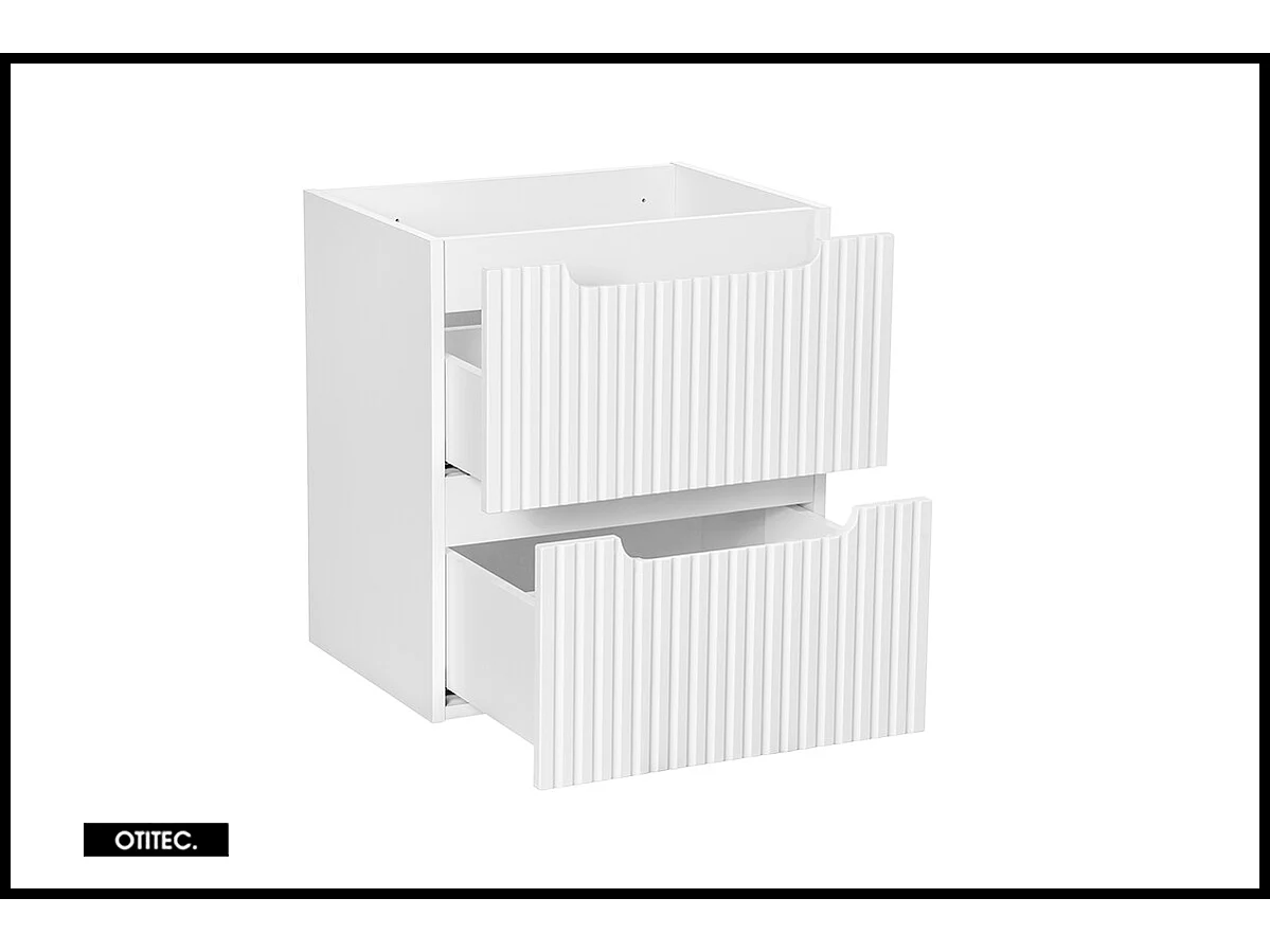 Meuble sous vasque de 50 cm - Blanc - 2 tiroirs - VOLTA