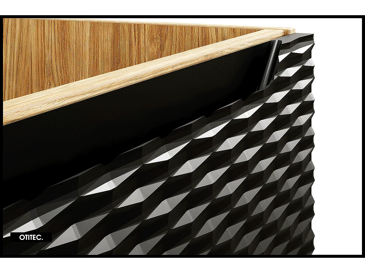 Meuble sous vasque de 90 cm - Noir - 2 tiroirs - SEA