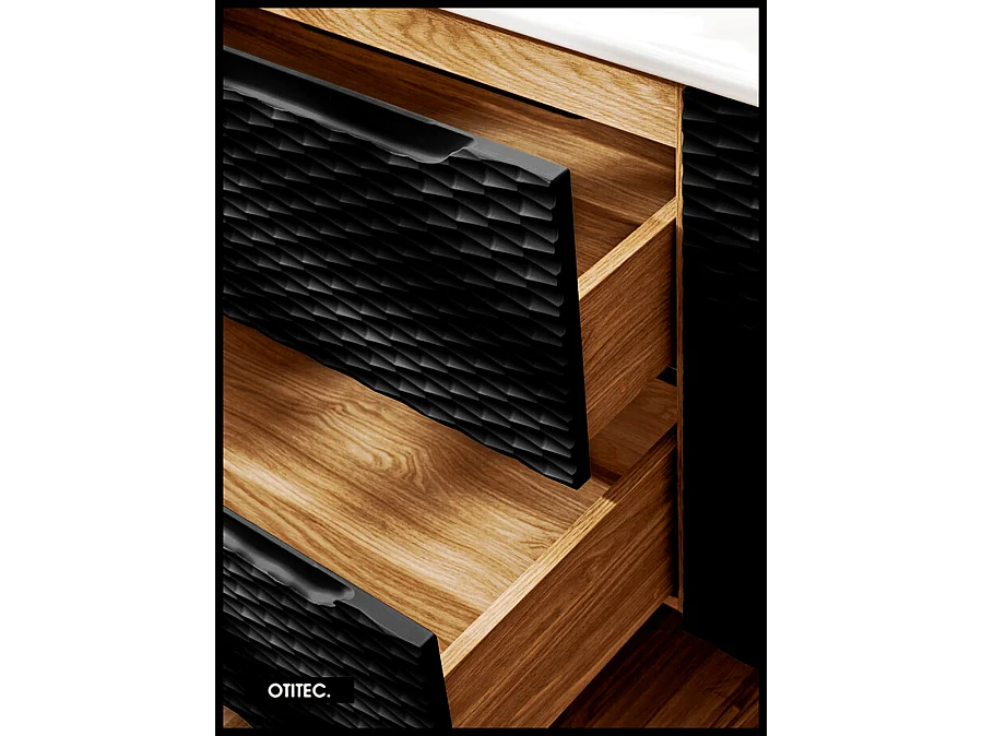 Meuble sous vasque de 90 cm - Noir - 2 tiroirs - SEA