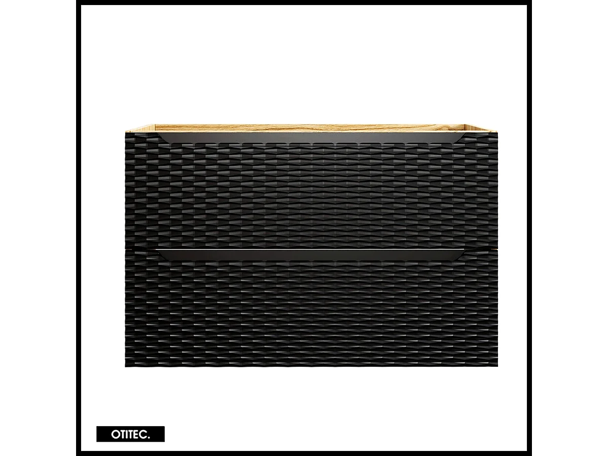 Meuble sous vasque de 90 cm - Noir - 2 tiroirs - SEA