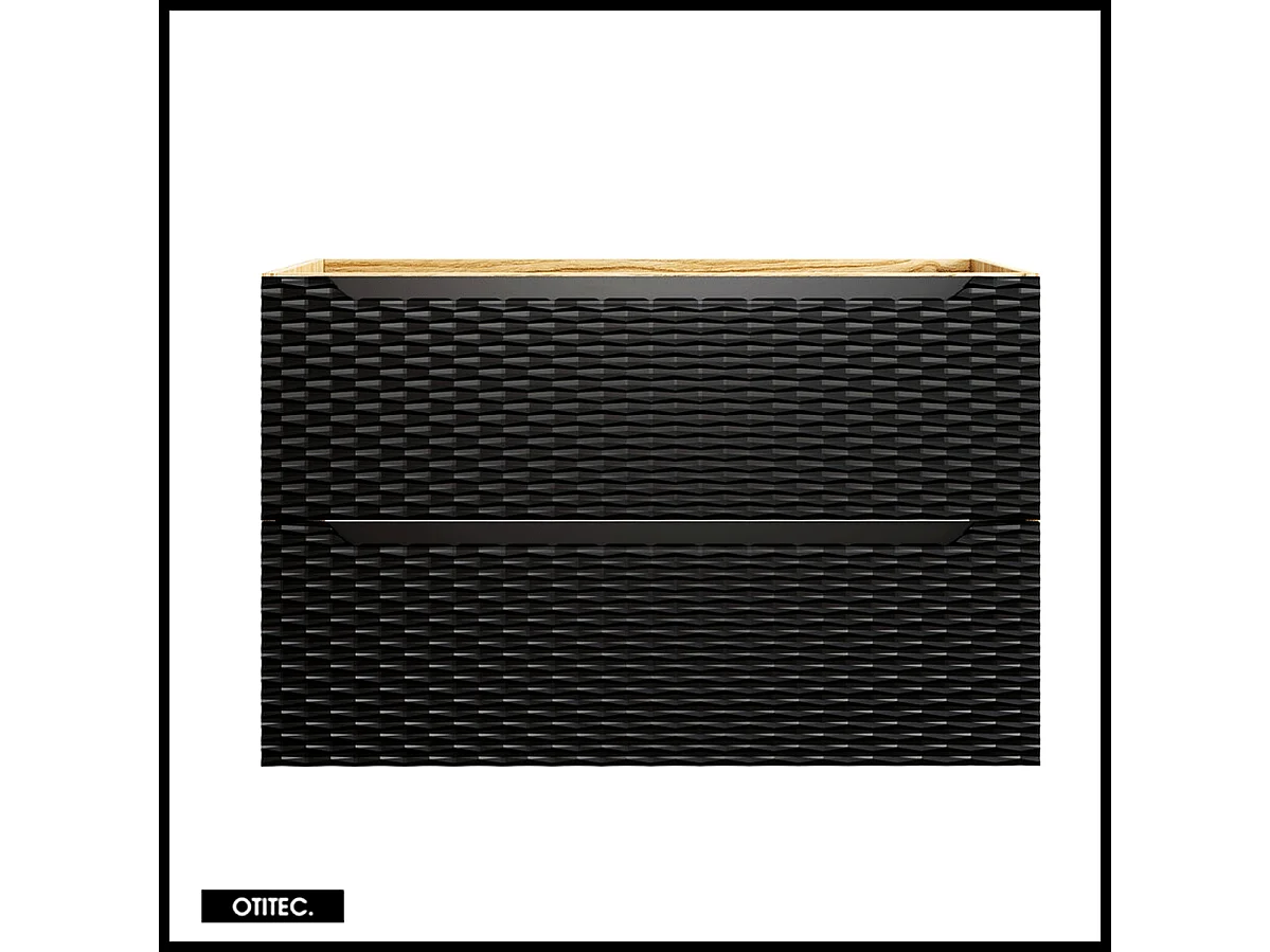 Meuble sous vasque de 90 cm - Noir - 2 tiroirs - SEA