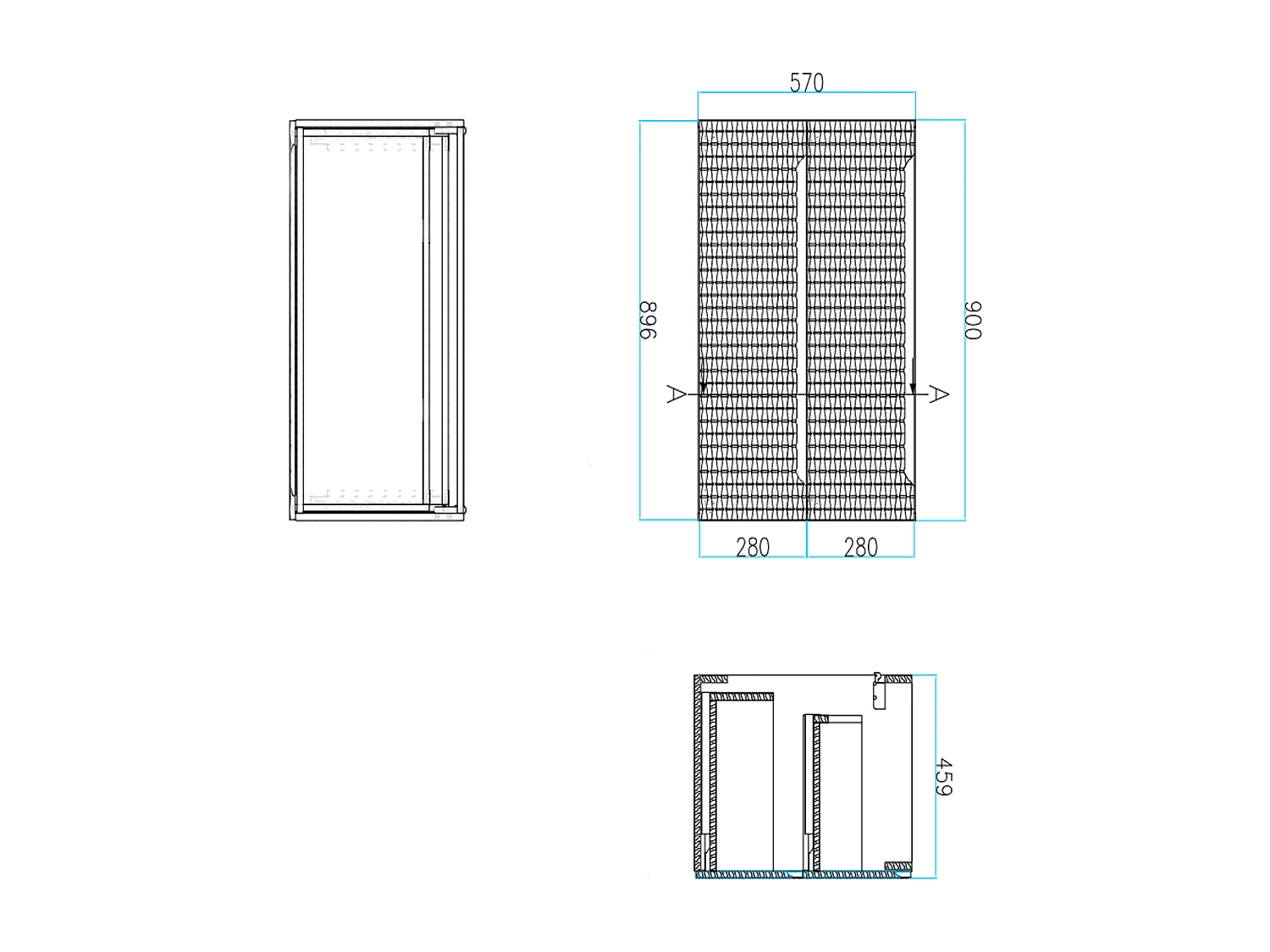 Meuble sous vasque de 90 cm - Noir - 2 tiroirs - SEA