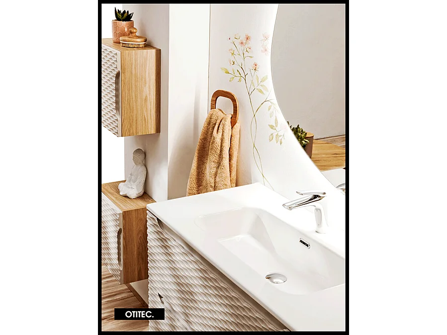 Meuble sous vasque de 120 cm - Beige - 2 tiroirs - SEA