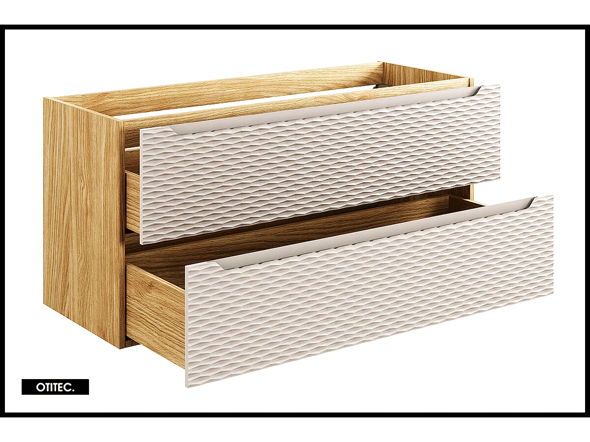 Meuble sous vasque de 120 cm - Beige - 2 tiroirs - SEA