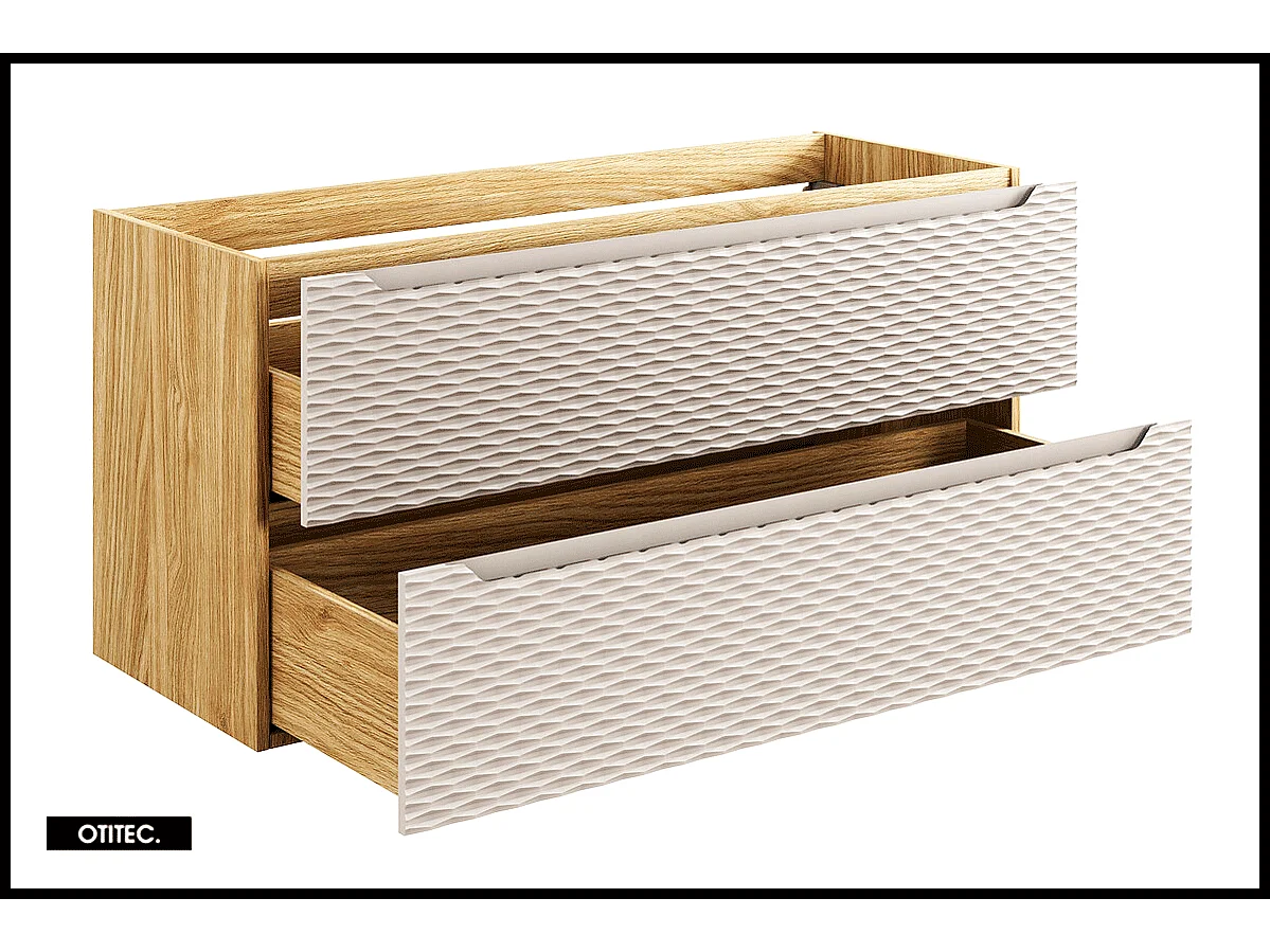 Meuble sous vasque de 120 cm - Beige - 2 tiroirs - SEA