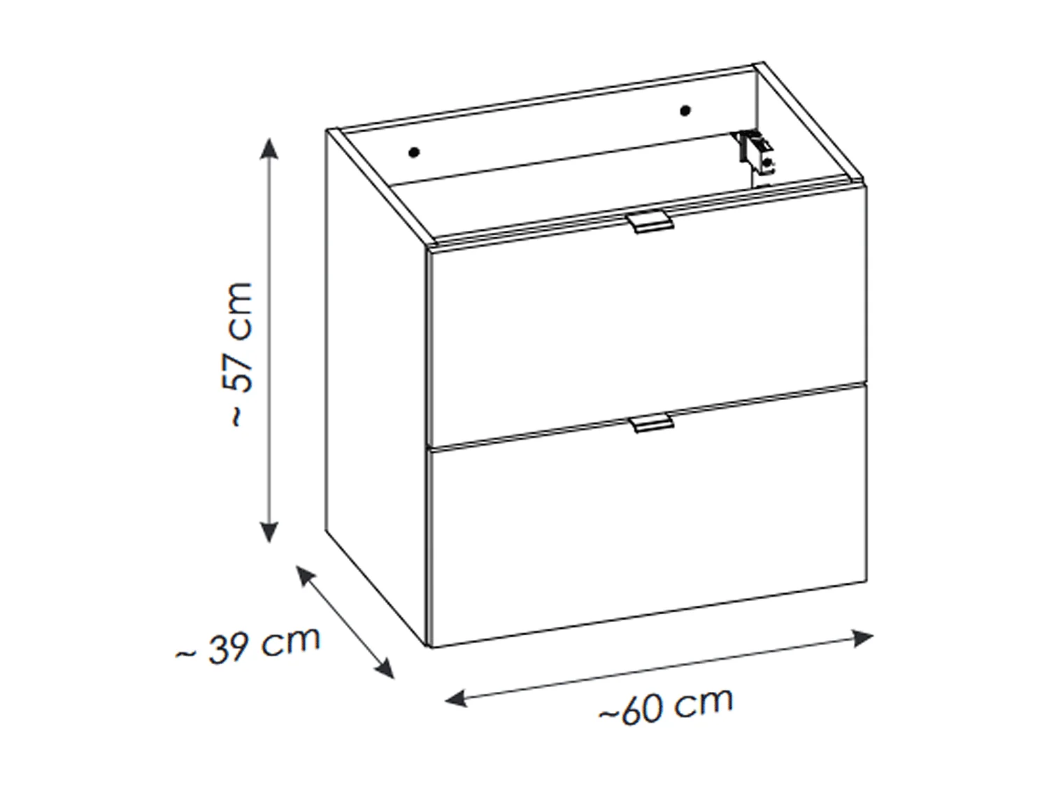 Meuble sous vasque de 60 cm - Oak - 2 tiroirs - VOLTA