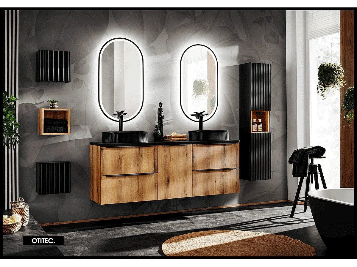 Meuble sous vasque de 60 cm - Oak - 2 tiroirs - VOLTA