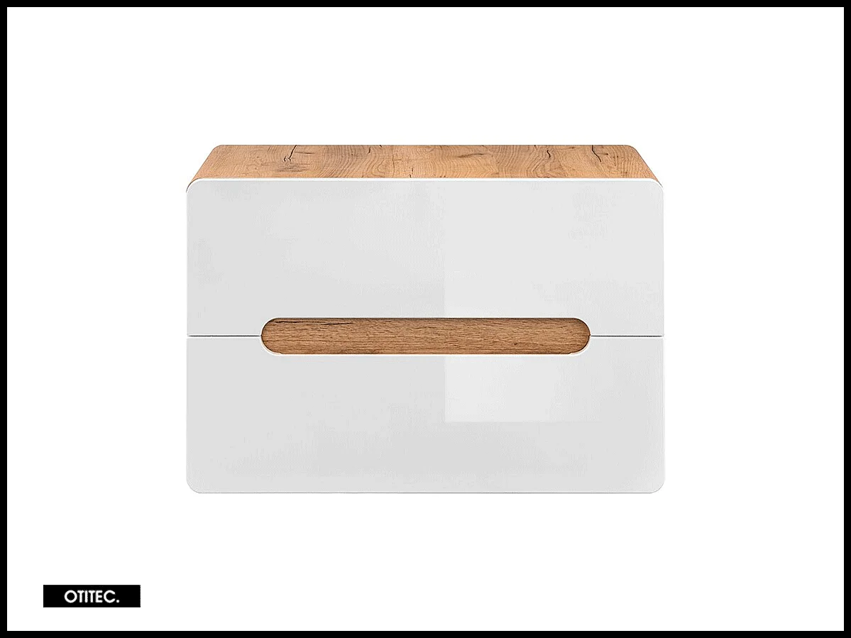 Meuble sous vasque de 80 cm - Blanc - 2 tiroirs - PASTI