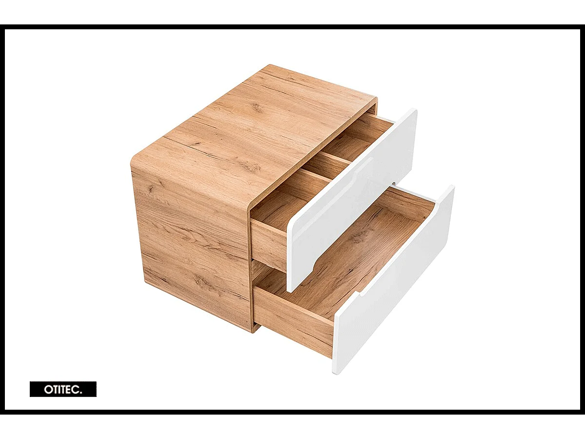 Meuble sous vasque de 80 cm - Blanc - 2 tiroirs - PASTI