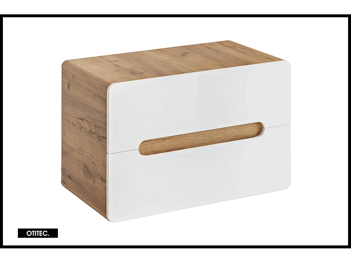 Meuble sous vasque de 80 cm - Blanc - 2 tiroirs - PASTI