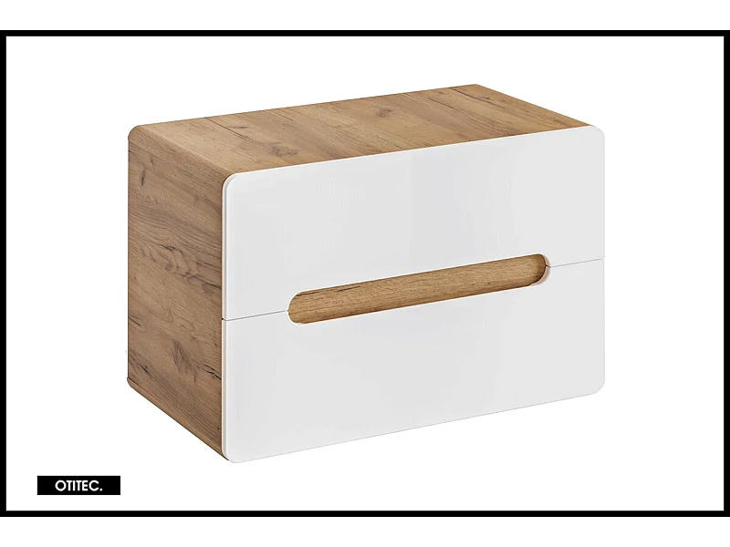 Meuble sous vasque de 80 cm - Blanc - 2 tiroirs - PASTI