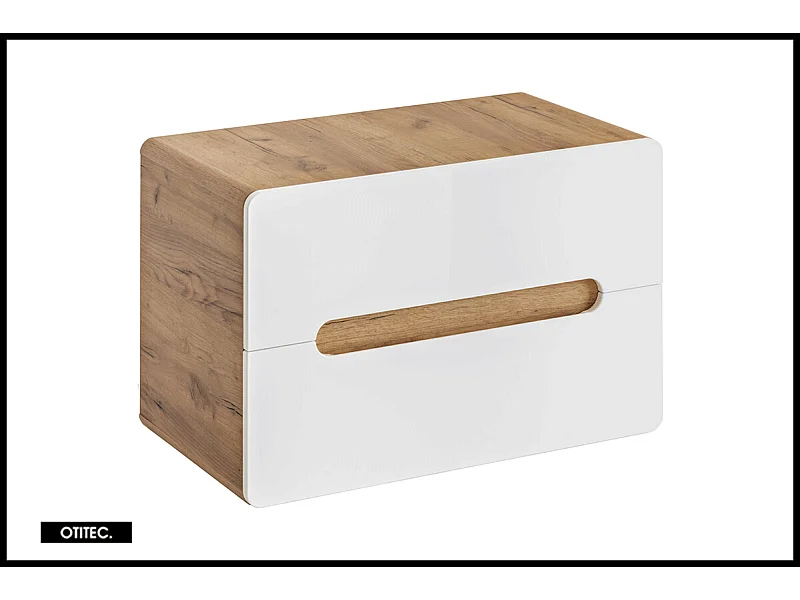 Meuble sous vasque de 80 cm - Blanc - 2 tiroirs - PASTI