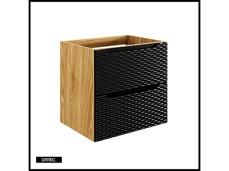 Meuble sous vasque de 70 cm - Noir - 2 tiroirs - SEA
