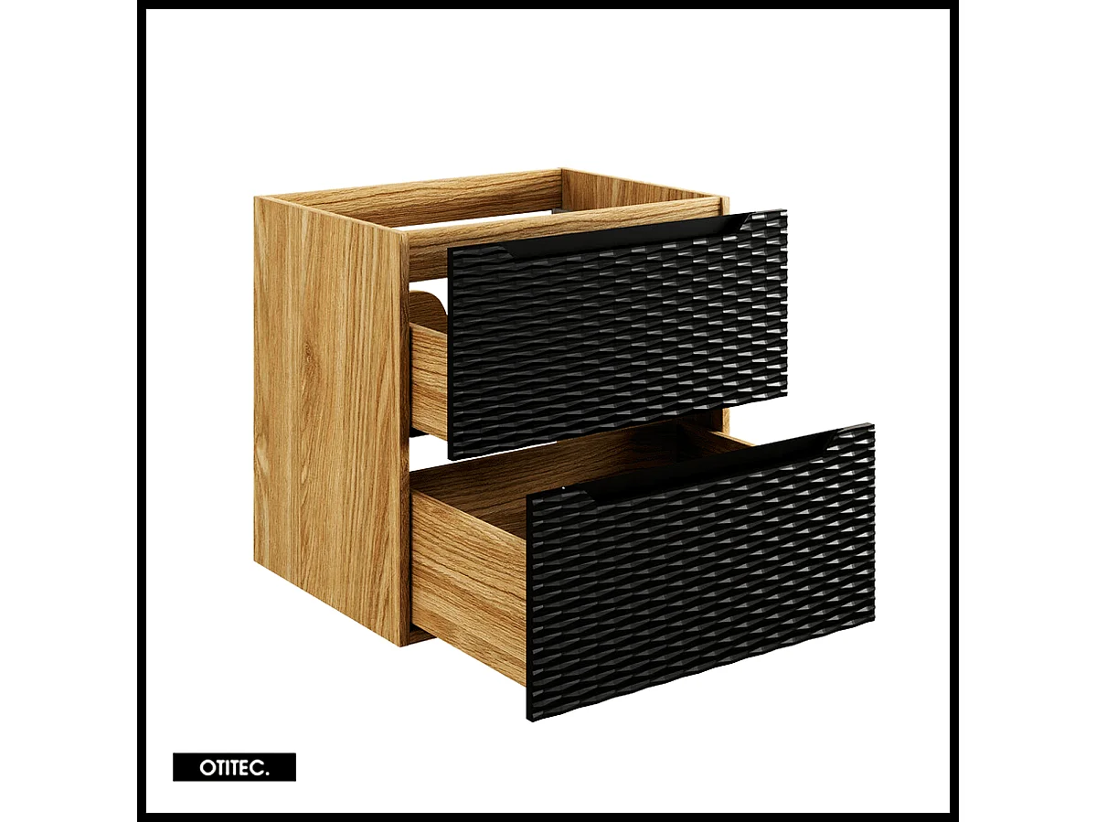 Meuble sous vasque de 70 cm - Noir - 2 tiroirs - SEA