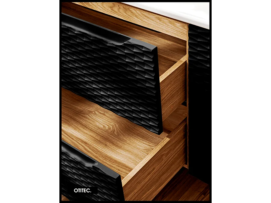 Meuble sous vasque de 70 cm - Noir - 2 tiroirs - SEA