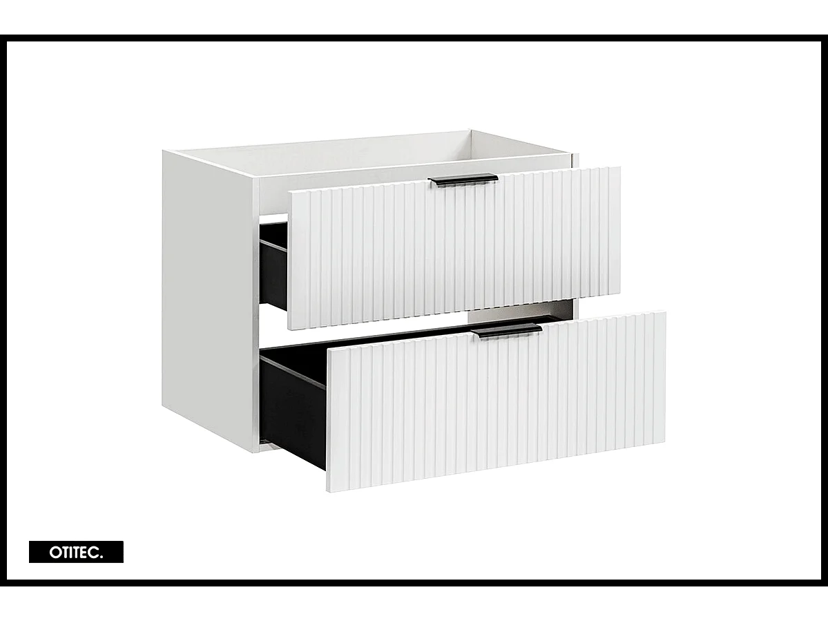 Meuble sous vasque de 80 cm - Blanc - 2 tiroirs - LIVA