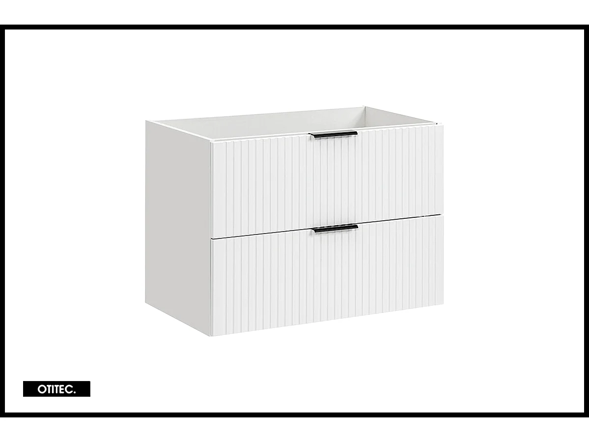 Meuble sous vasque de 80 cm - Blanc - 2 tiroirs - LIVA