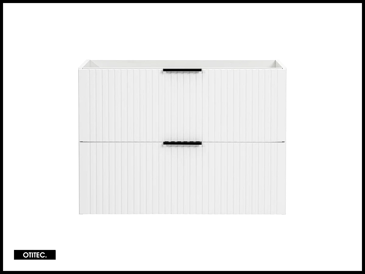 Meuble sous vasque de 80 cm - Blanc - 2 tiroirs - LIVA
