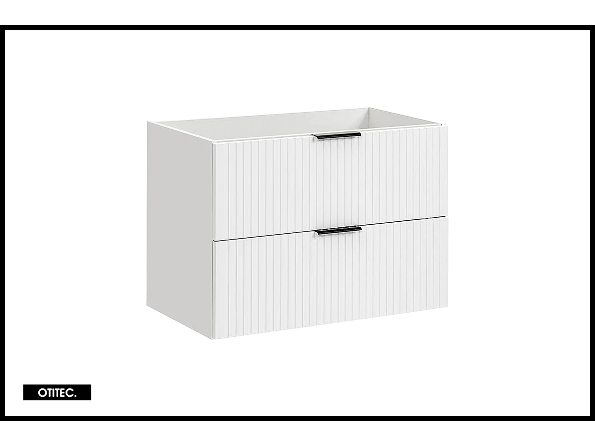 Meuble sous vasque de 80 cm - Blanc - 2 tiroirs - LIVA