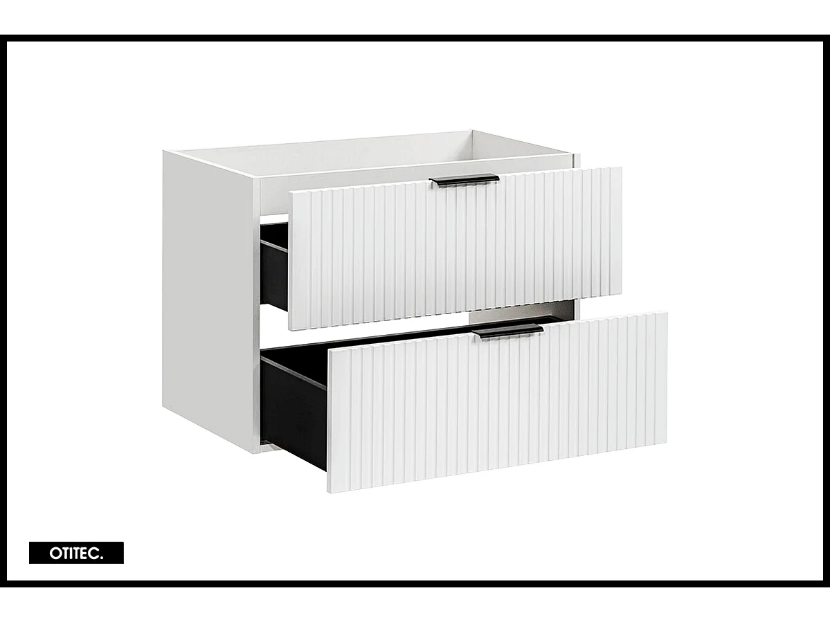 Meuble sous vasque de 80 cm - Blanc - 2 tiroirs - LIVA