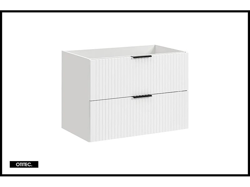 Meuble sous vasque de 80 cm - Blanc - 2 tiroirs - LIVA