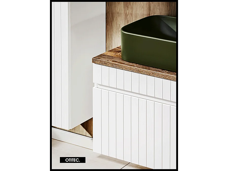 Meuble sous vasque de 60 cm - Blanc - 1 tiroir - MINO