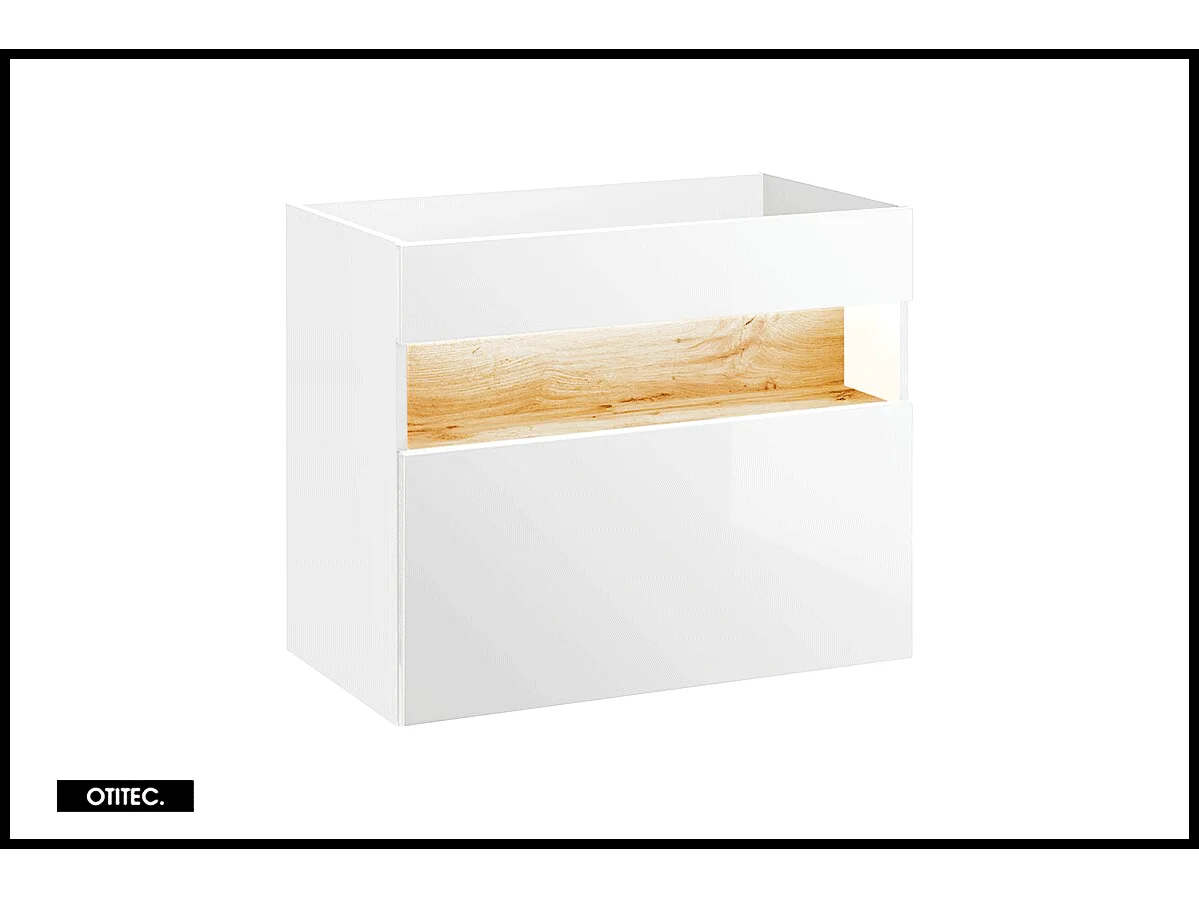 Meuble sous vasque de 80 cm - Blanc - 1 tiroir - CYCLO