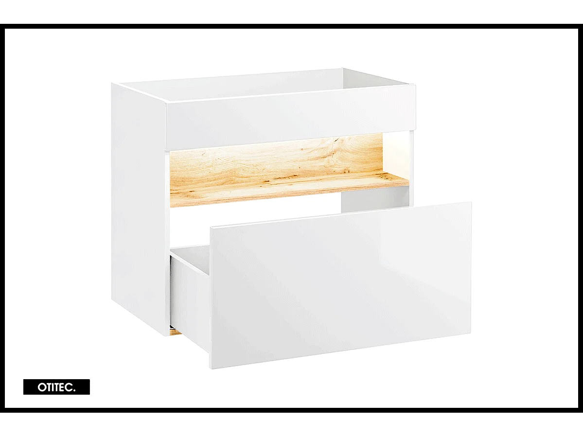 Meuble sous vasque de 80 cm - Blanc - 1 tiroir - CYCLO