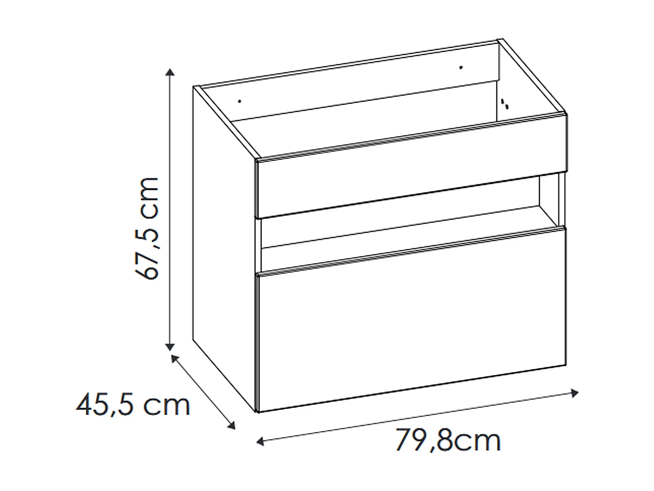 Meuble sous vasque de 80 cm - Blanc - 1 tiroir - CYCLO
