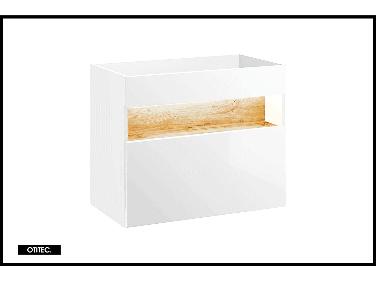 Meuble sous vasque de 80 cm - Blanc - 1 tiroir - CYCLO